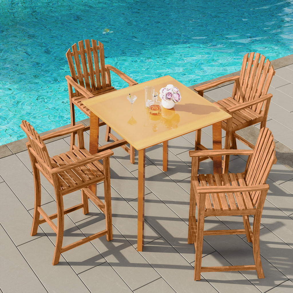 Tall Adirondack Chair with Armrests and Footrest – Natural