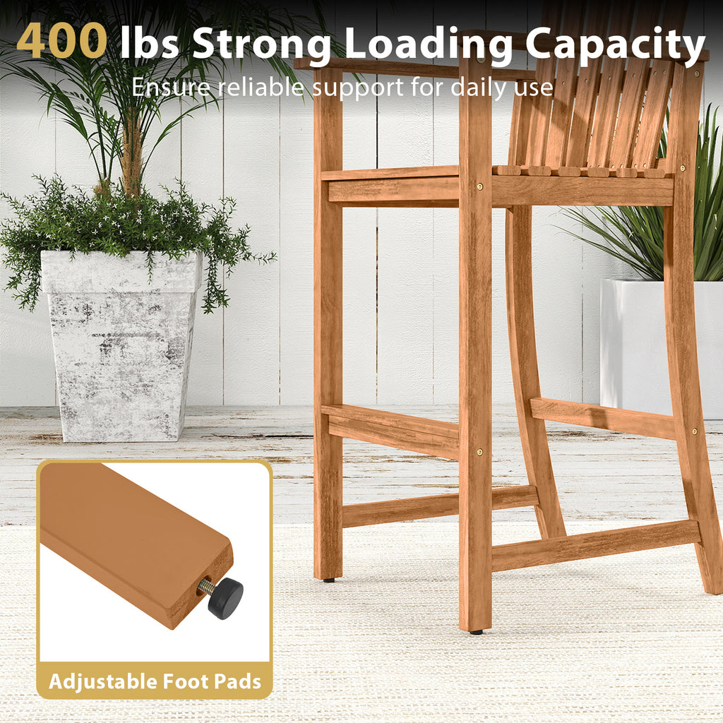 Tall Adirondack Chair with Armrests and Footrest – Natural