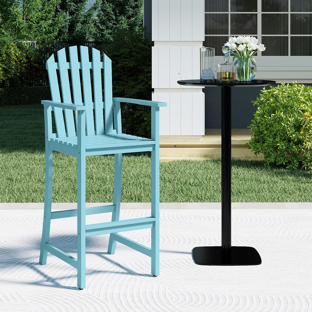 Tall Adirondack Chair with Armrests and Footrest, Turquoise