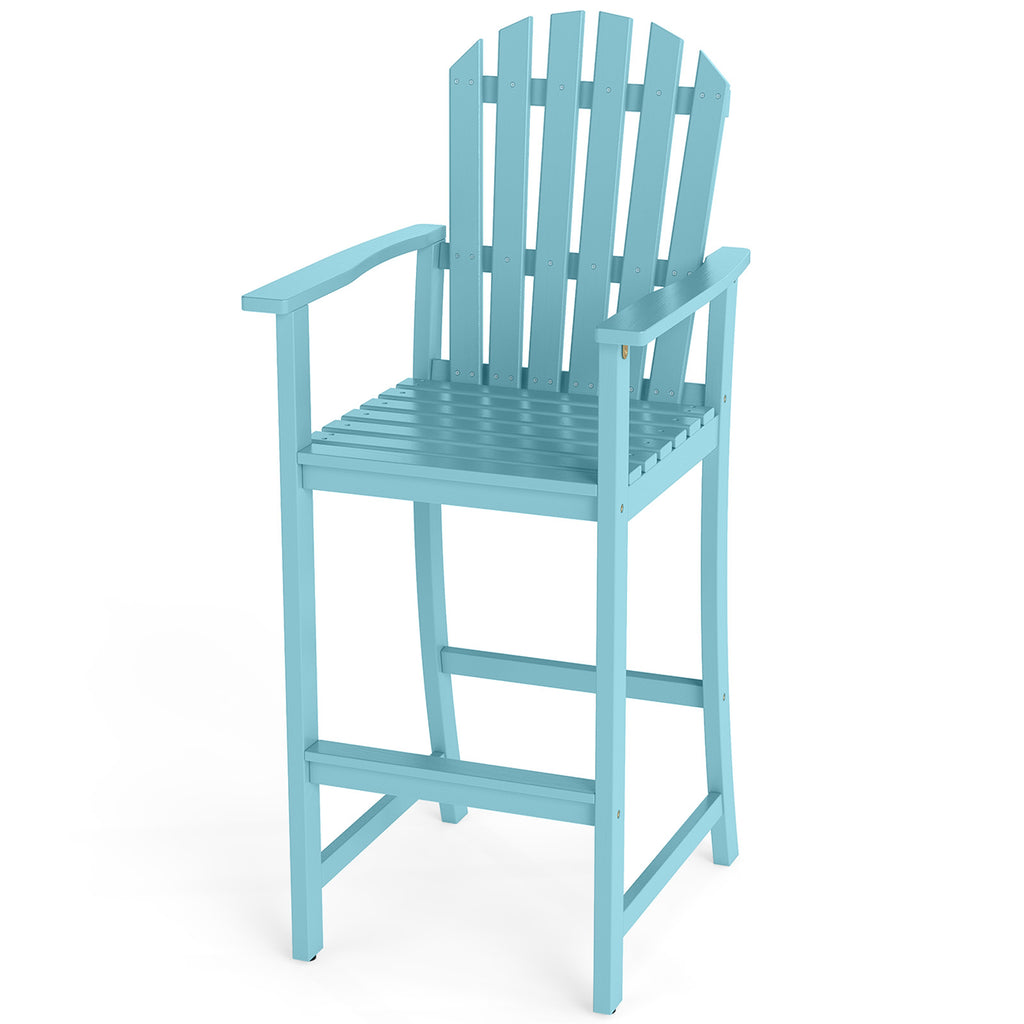 Tall Adirondack Chair with Armrests and Footrest, Turquoise