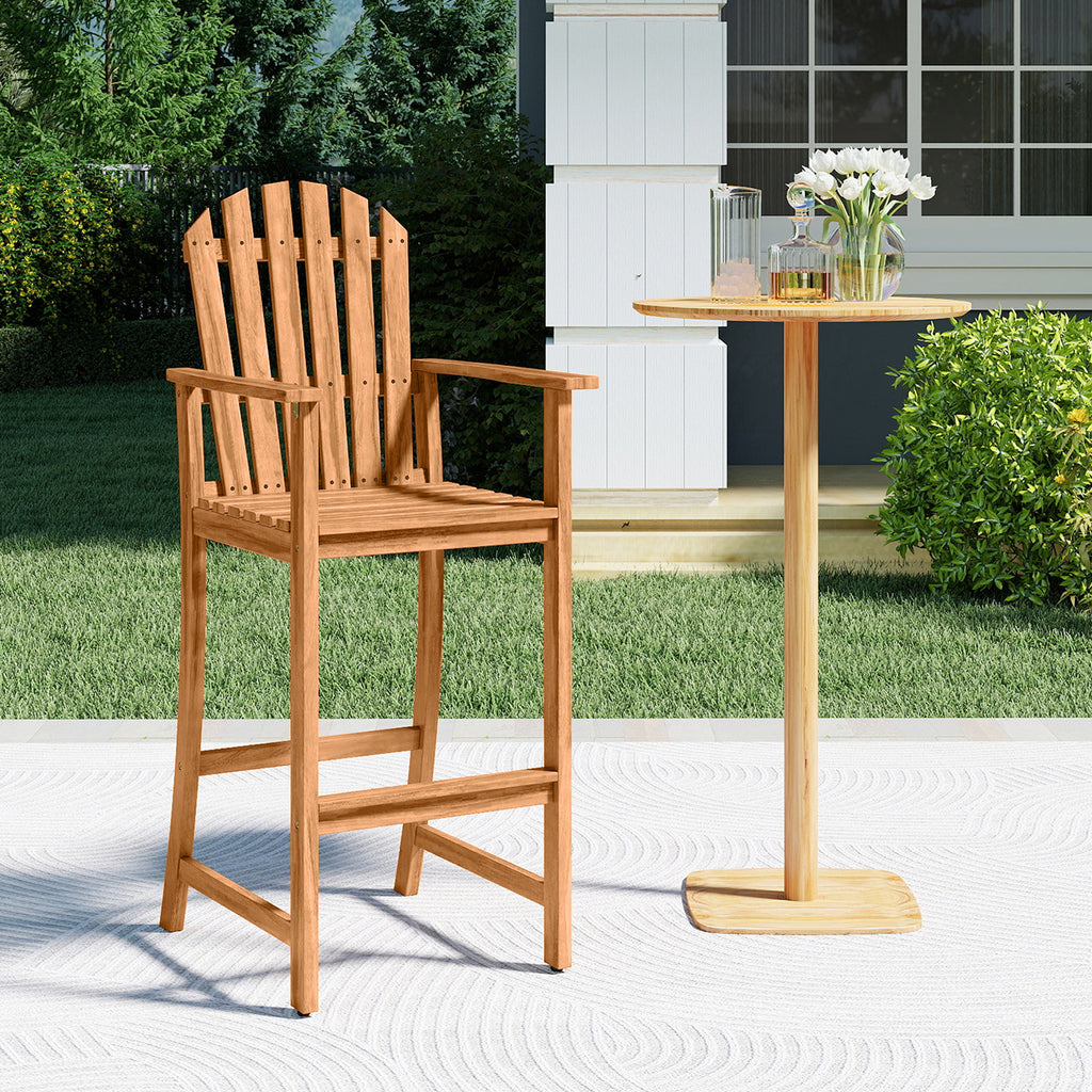Tall Adirondack Chair with Armrests and Footrest, Turquoise