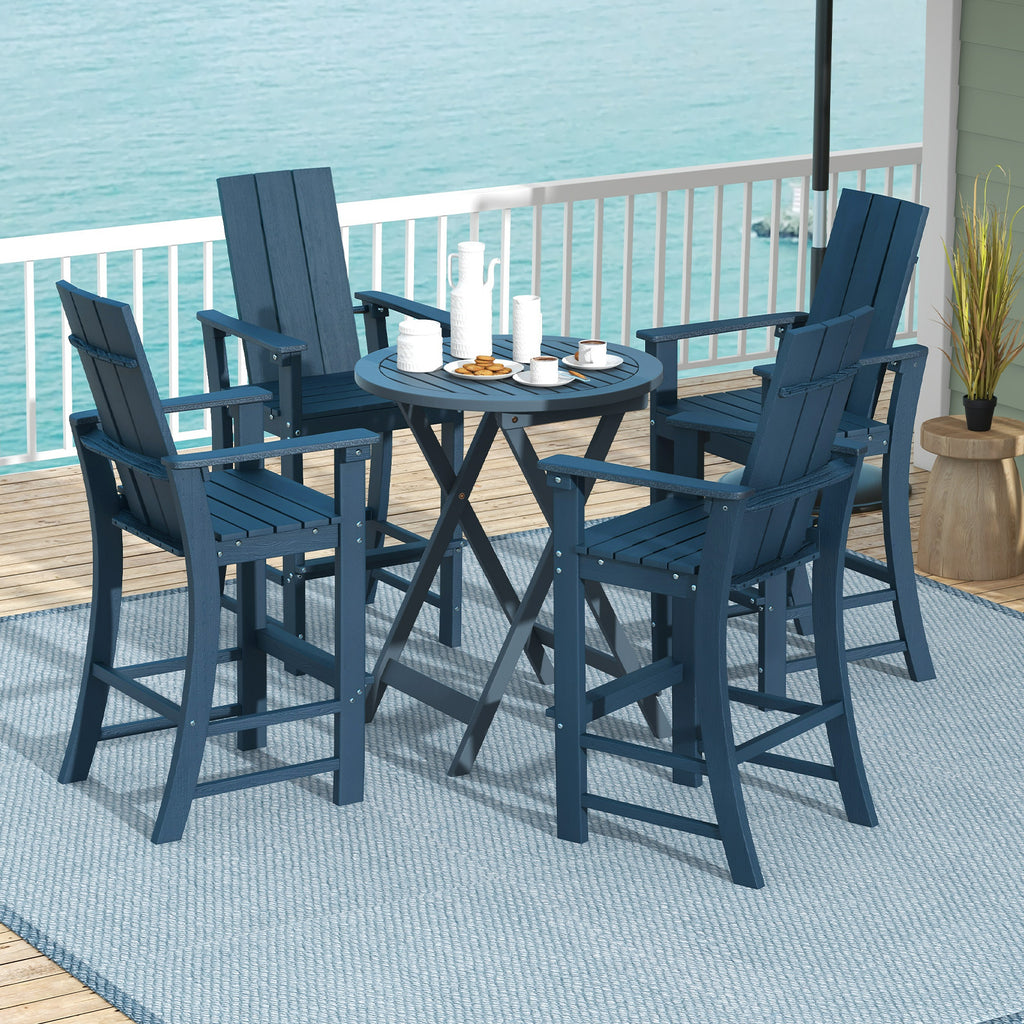 Tall Adirondack Bar Chair with Ergonomic Backrest – Blue