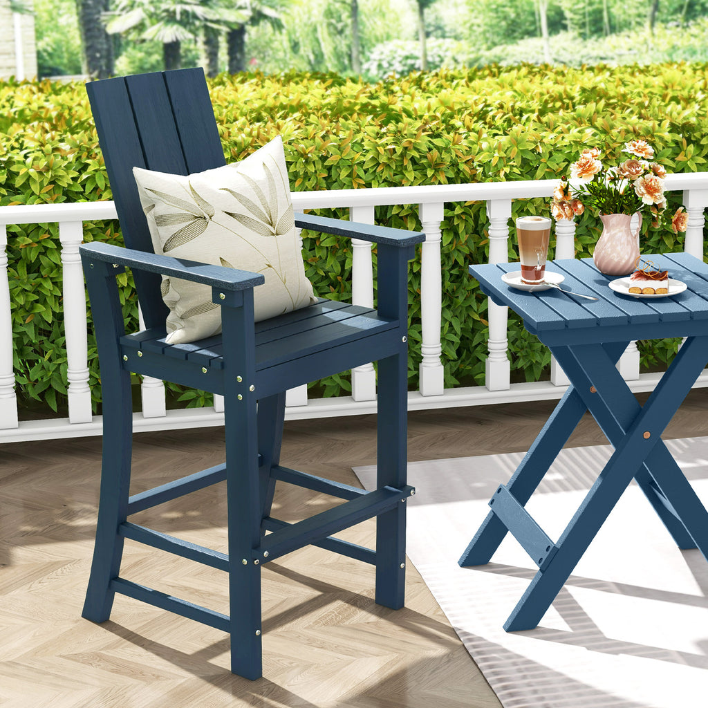 Tall Adirondack Bar Chair with Ergonomic Backrest – Blue