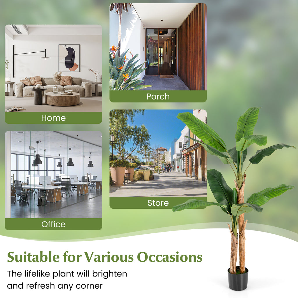 5.5 ft Artificial Banana Tree with Large Leaves - Realistic Faux Plant for Home & Office Decor