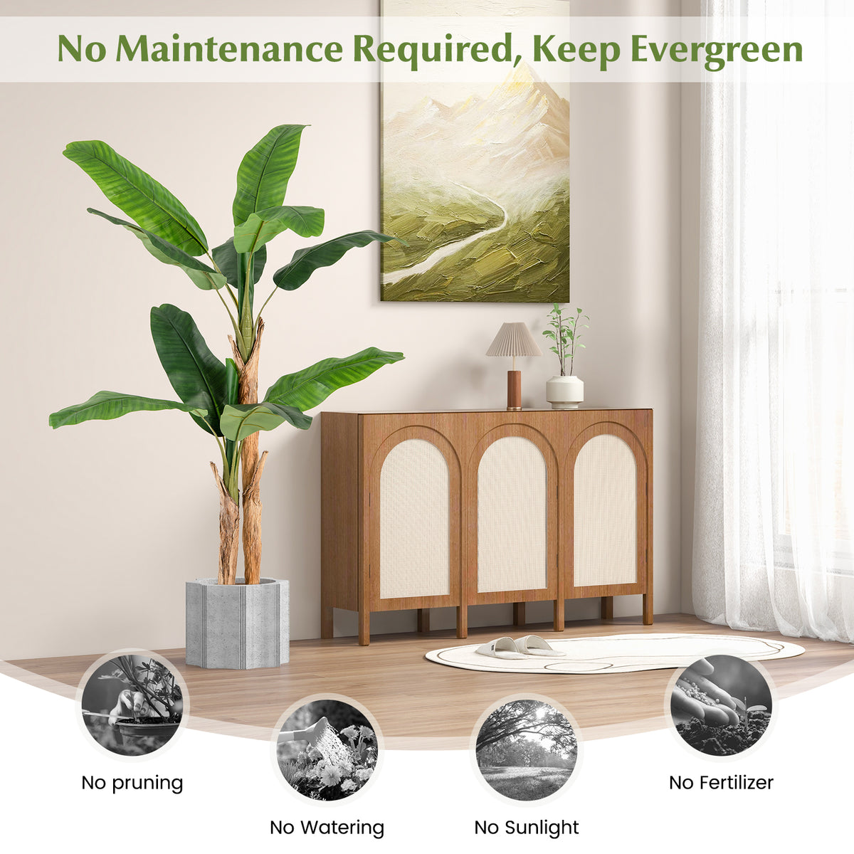 5.5 ft Artificial Banana Tree with Large Leaves - Realistic Faux Plant for Home & Office Decor
