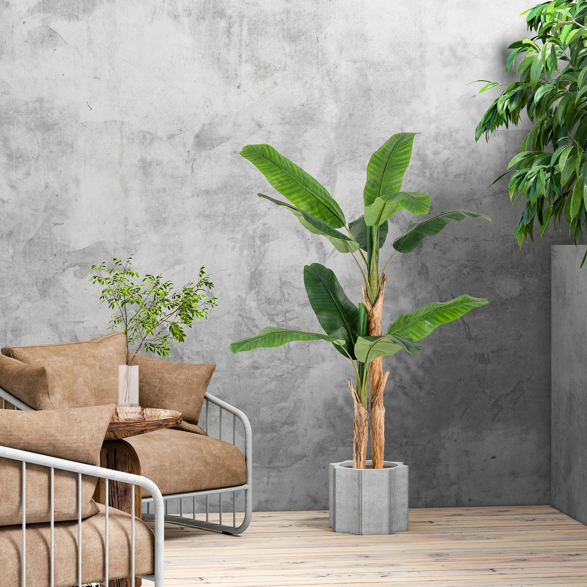 5.5 ft Artificial Banana Tree with Large Leaves - Realistic Faux Plant for Home & Office Decor