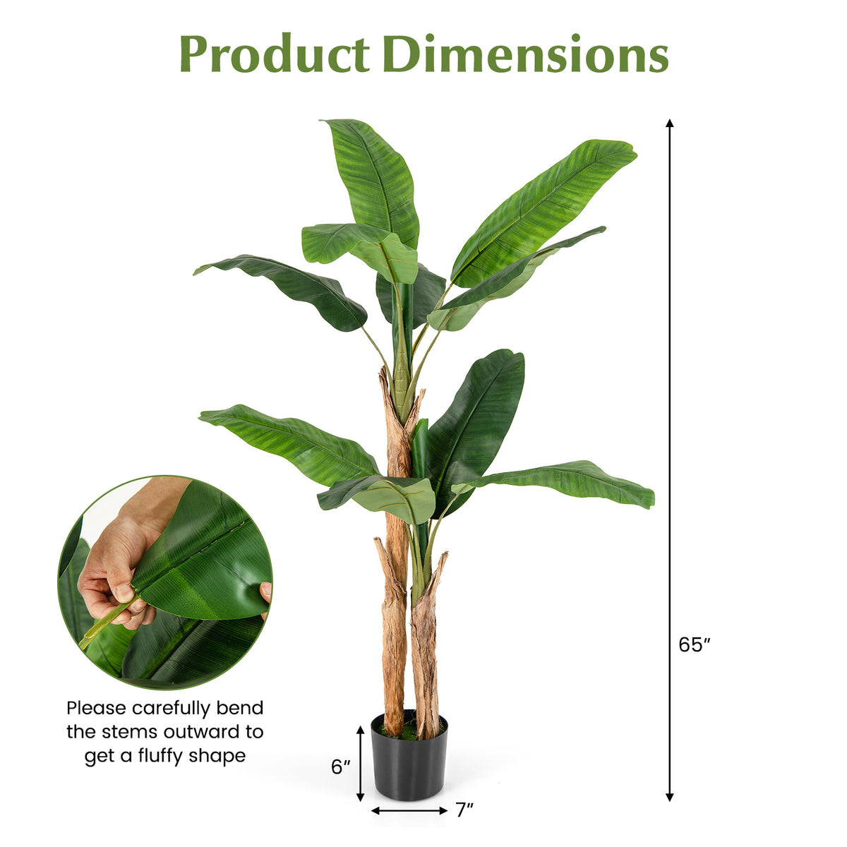 5.5 ft Artificial Banana Tree with Large Leaves - Realistic Faux Plant for Home & Office Decor