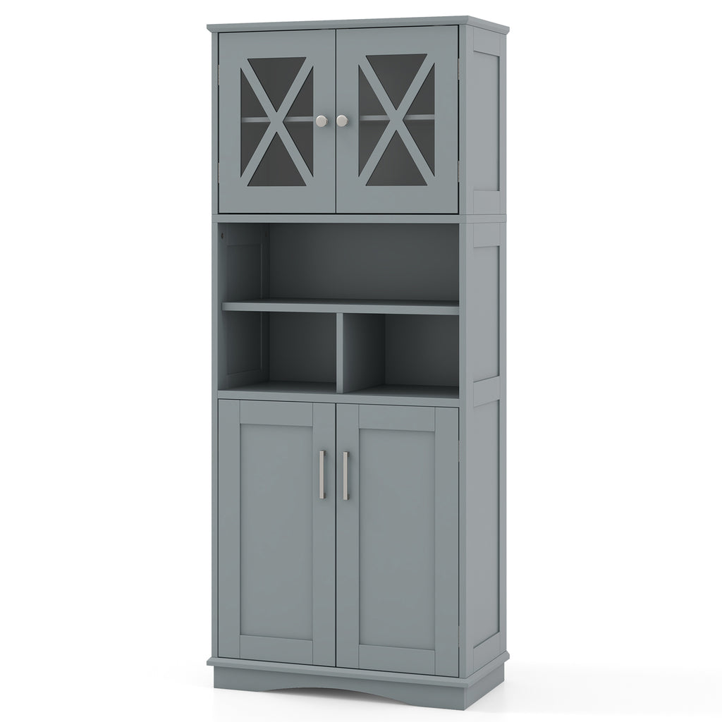 Tall Bathroom Cabinet Large Floor Storage with Acrylic Doors and 3
