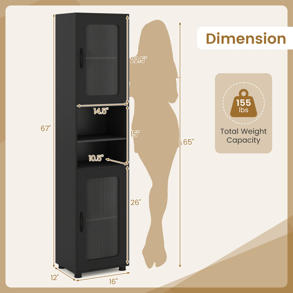 Tall Bathroom Storage Cabinet 67 Inches Freestanding Organizer