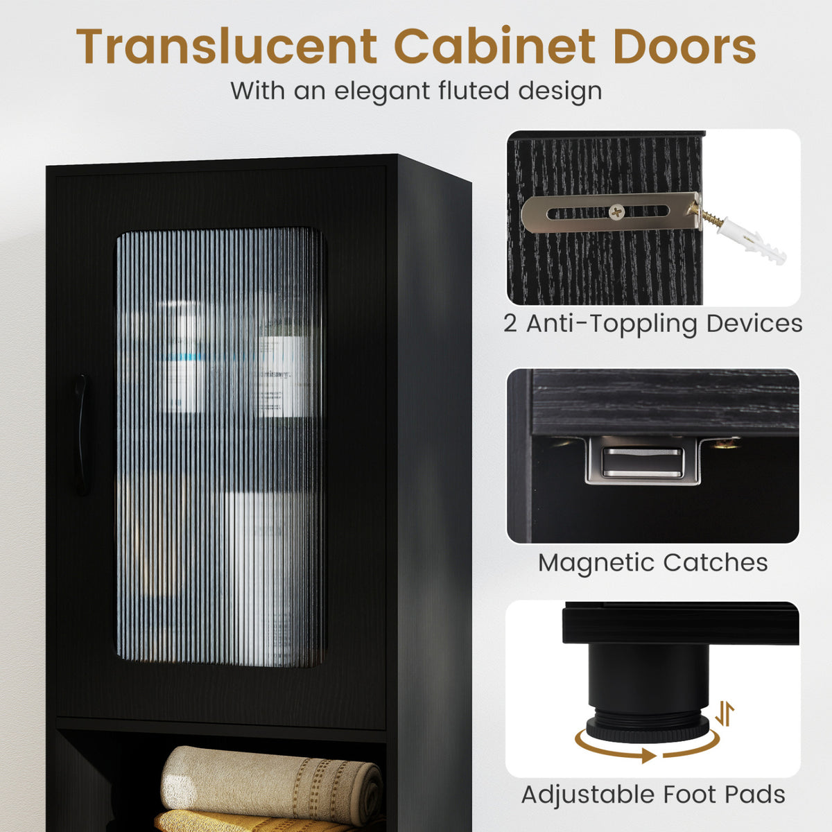 Tall Bathroom Storage Cabinet 67 Inches Freestanding Organizer