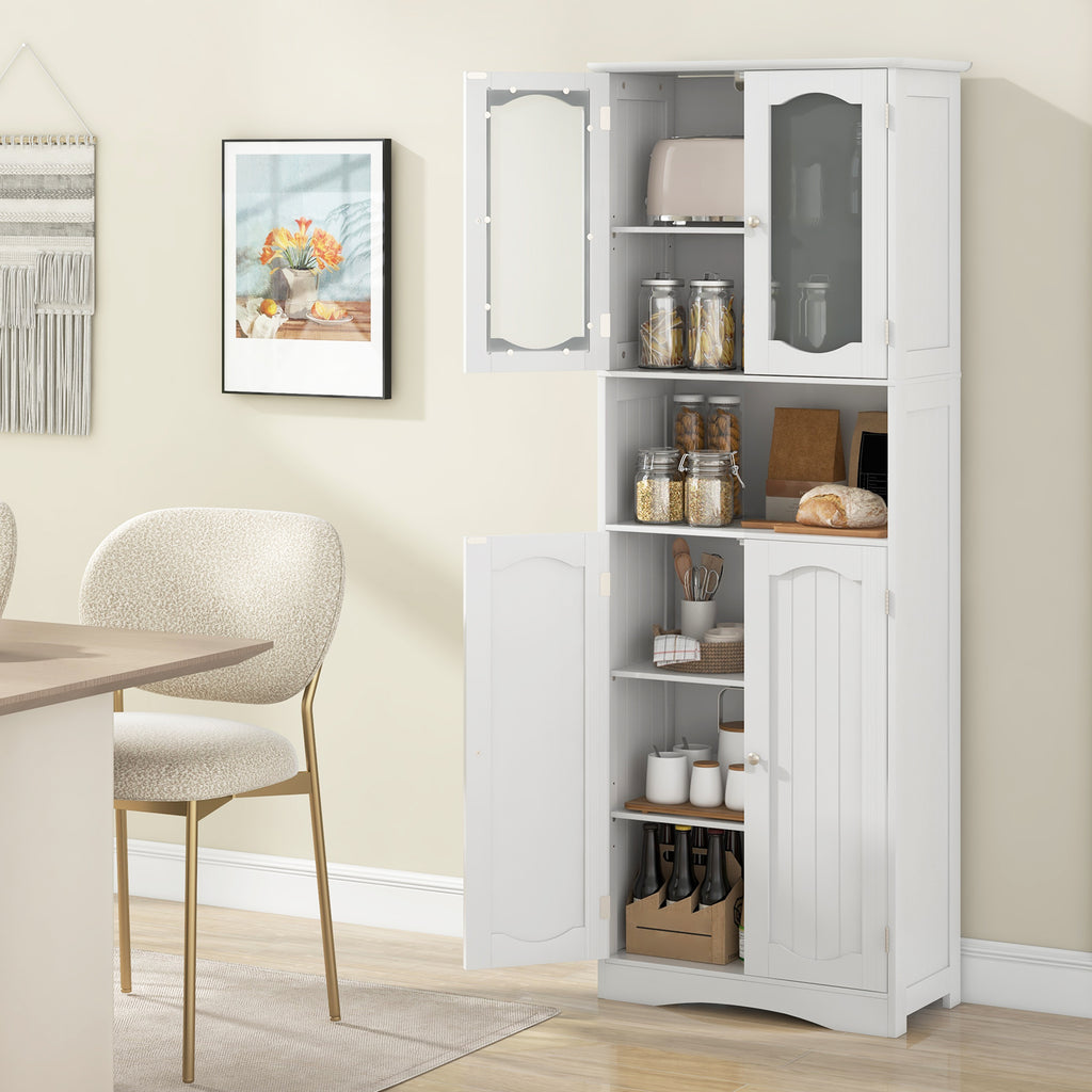 64.5 Inches Tall Bathroom Storage Cabinet with Frost Glass Doors and