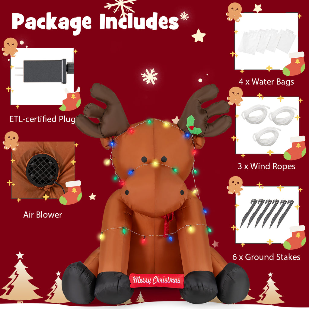 8.5 Feet Tall Christmas Inflatable Reindeer with 24 LED String Lights