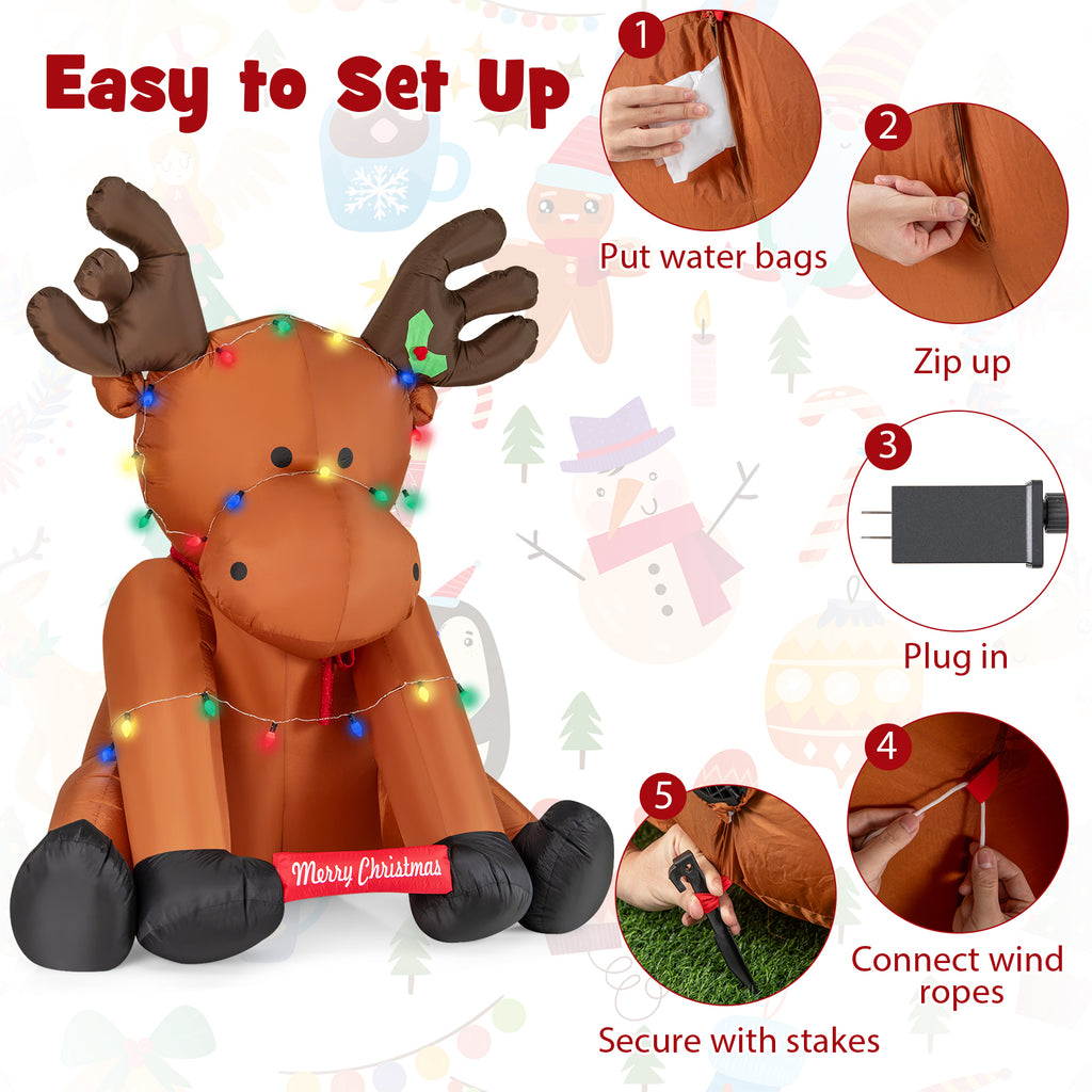 8.5 Feet Tall Christmas Inflatable Reindeer with 24 LED String Lights