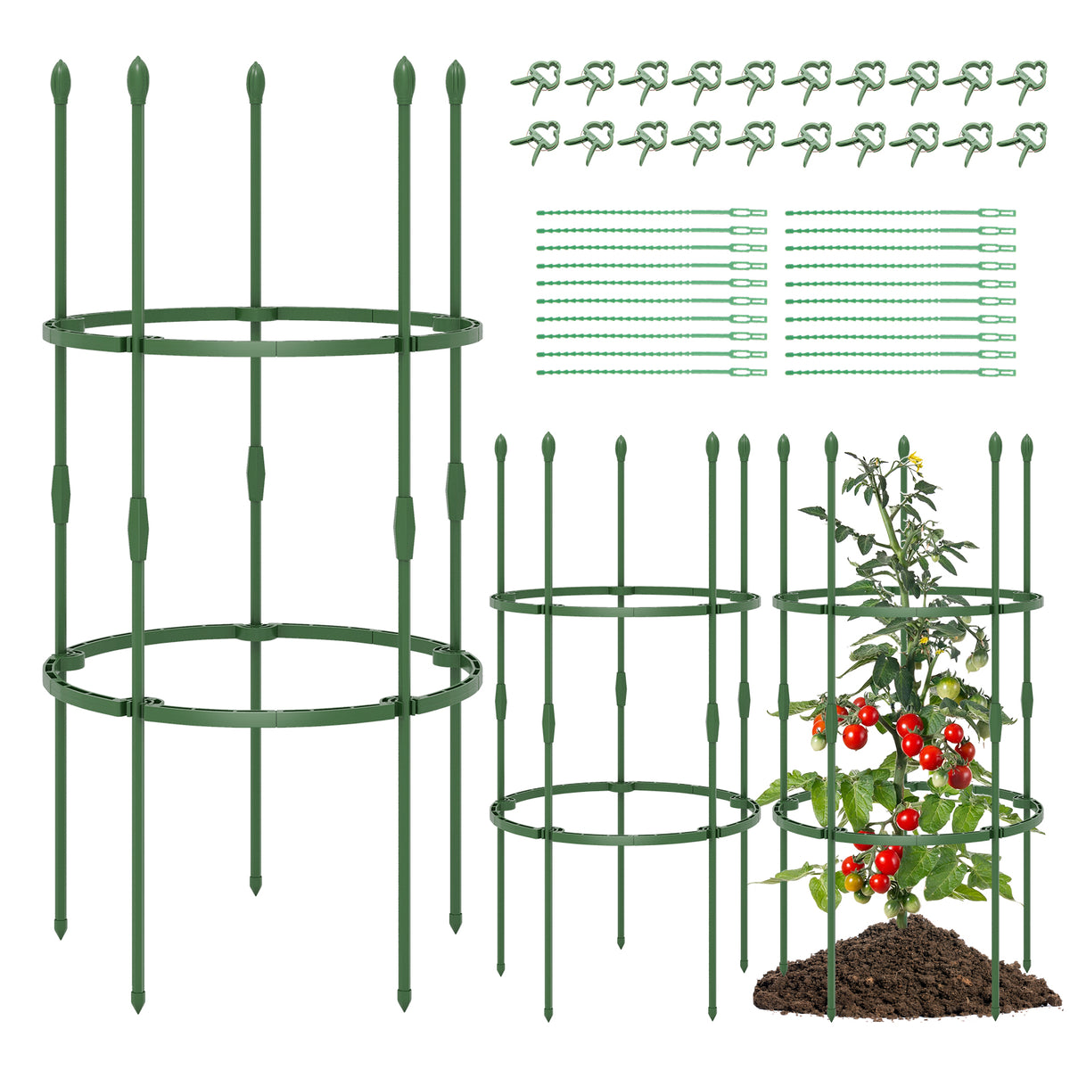 3-Pack Garden Trellis 40/60 Inch Tall Plant Support Stands with Clips