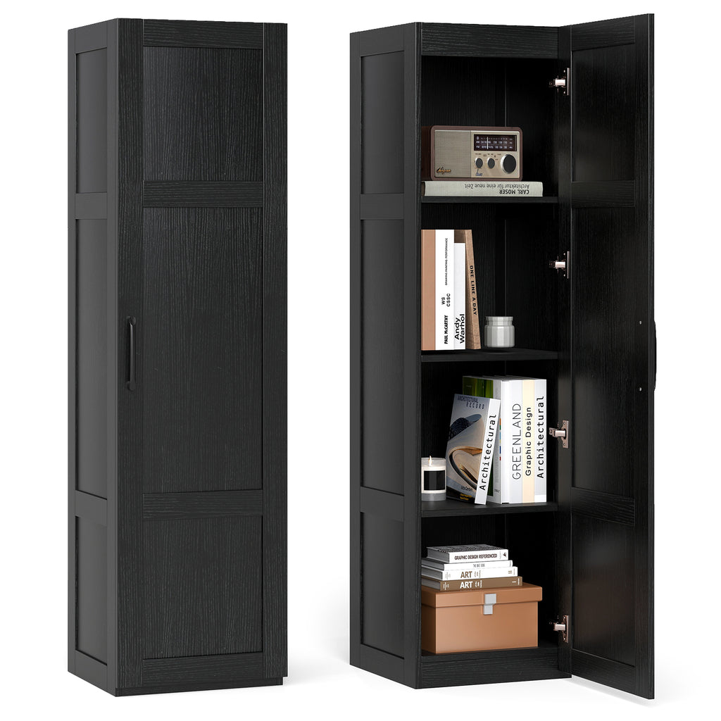 Tall Storage Cabinet 59 Inch, 4-Tier Shelves, Black