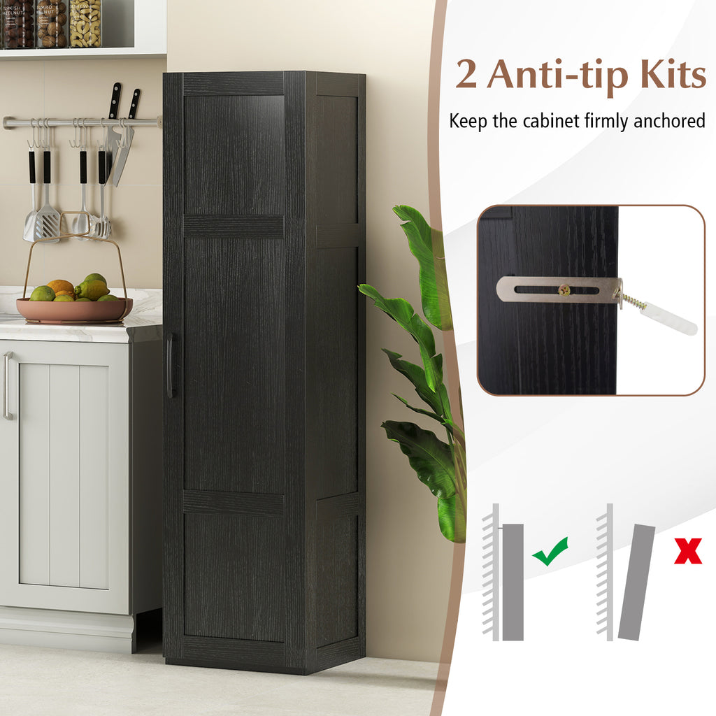Tall Storage Cabinet 59 Inch, 4-Tier Shelves, Black