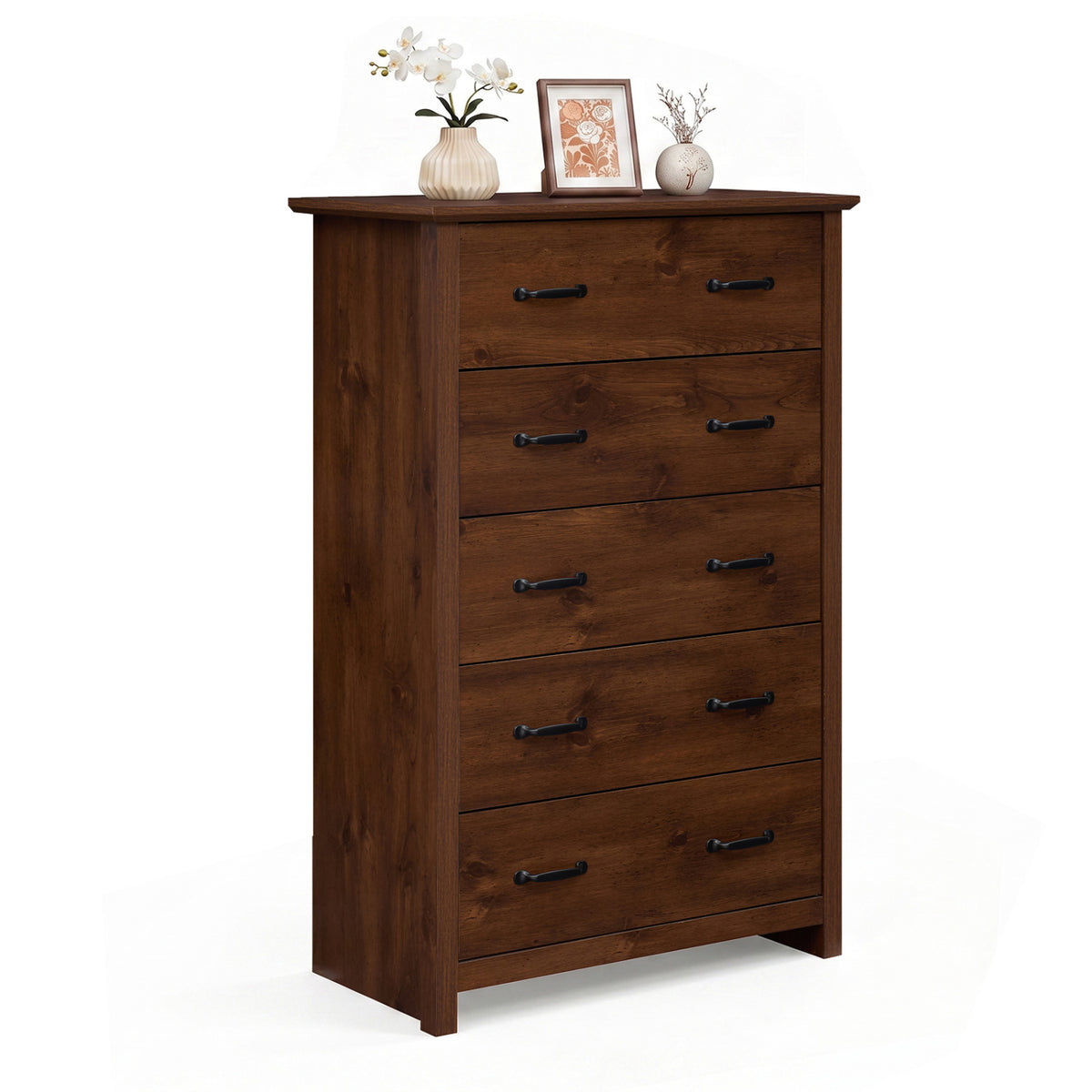 Tall Storage Dresser with 5 Drawers - Walnut