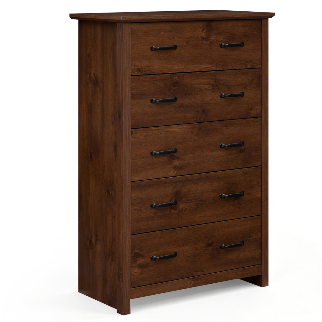 Tall Storage Dresser with 5 Drawers - Walnut