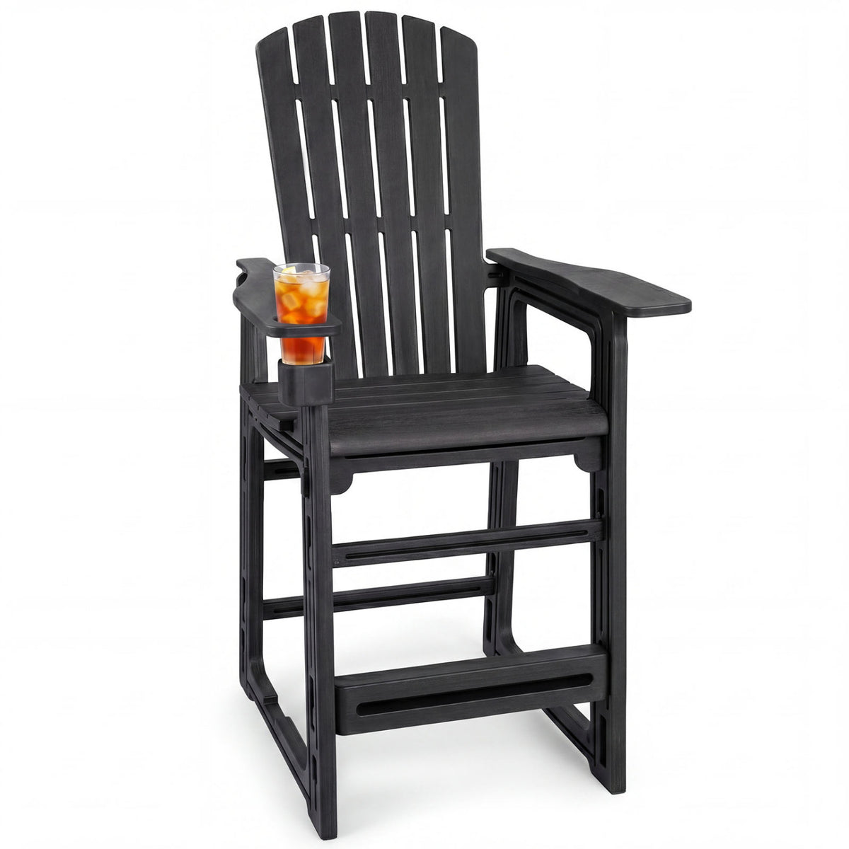 Counter Height Outdoor Bar Stool Set of 2 with Armrests - Turquoise