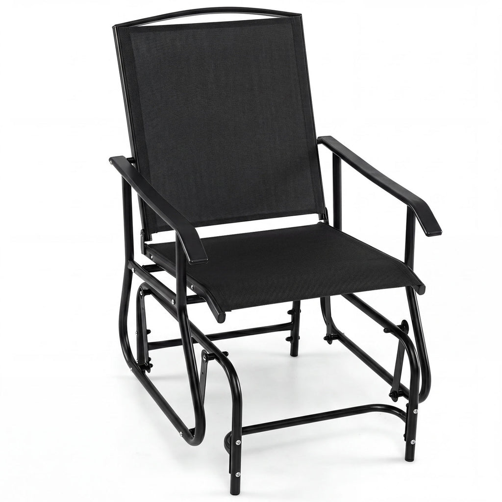 2-in-1 Outdoor Rocking Chair with 4-Position Backrest - Gray