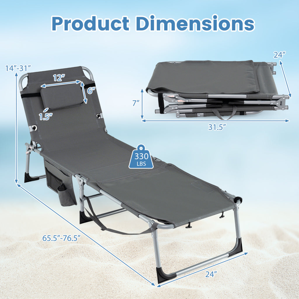 Tanning Chair with Face Arm Holes Portable Sunbathing