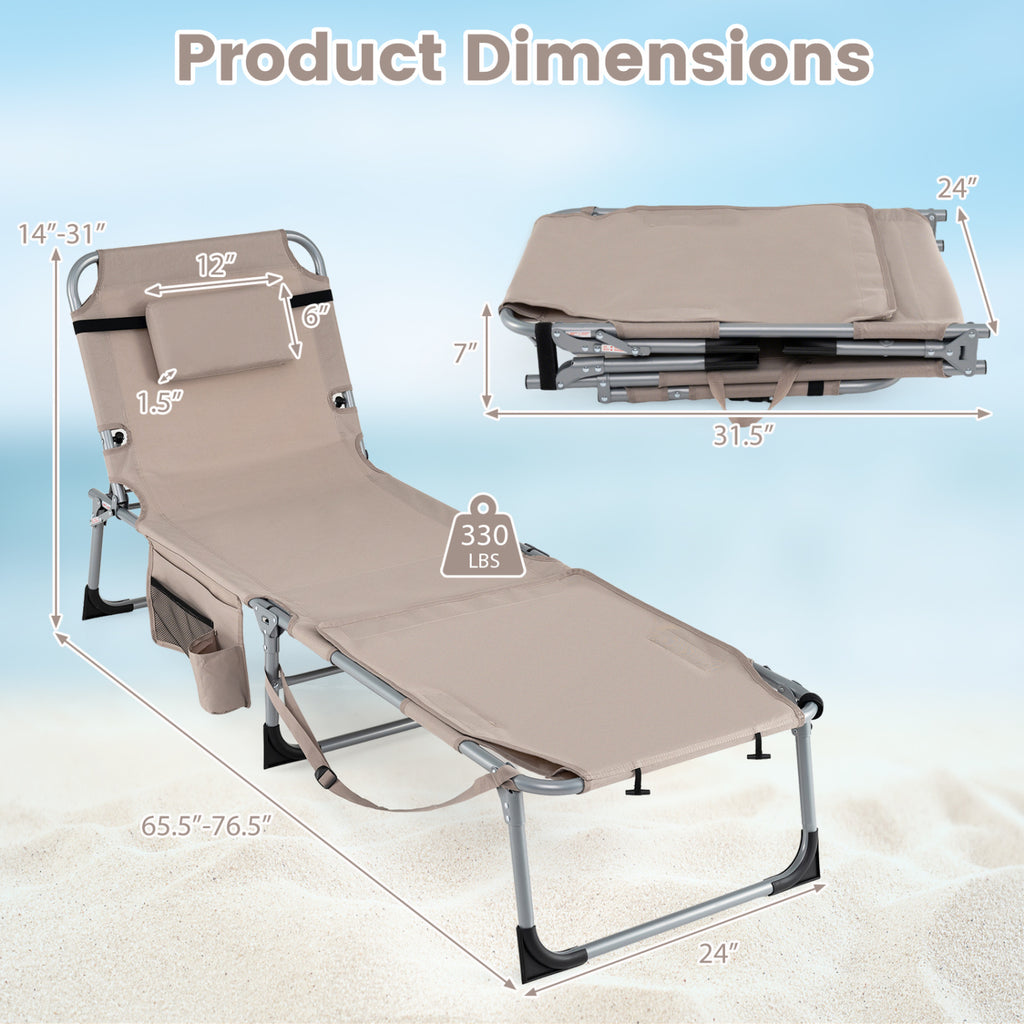 Portable Tanning Chair with Face & Arm Holes - Beige, Set of 1