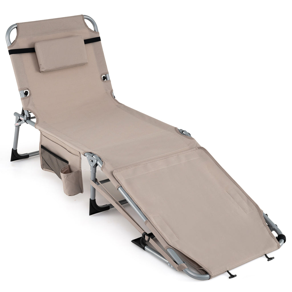 Portable Tanning Chair with Face & Arm Holes - Beige, Set of 1