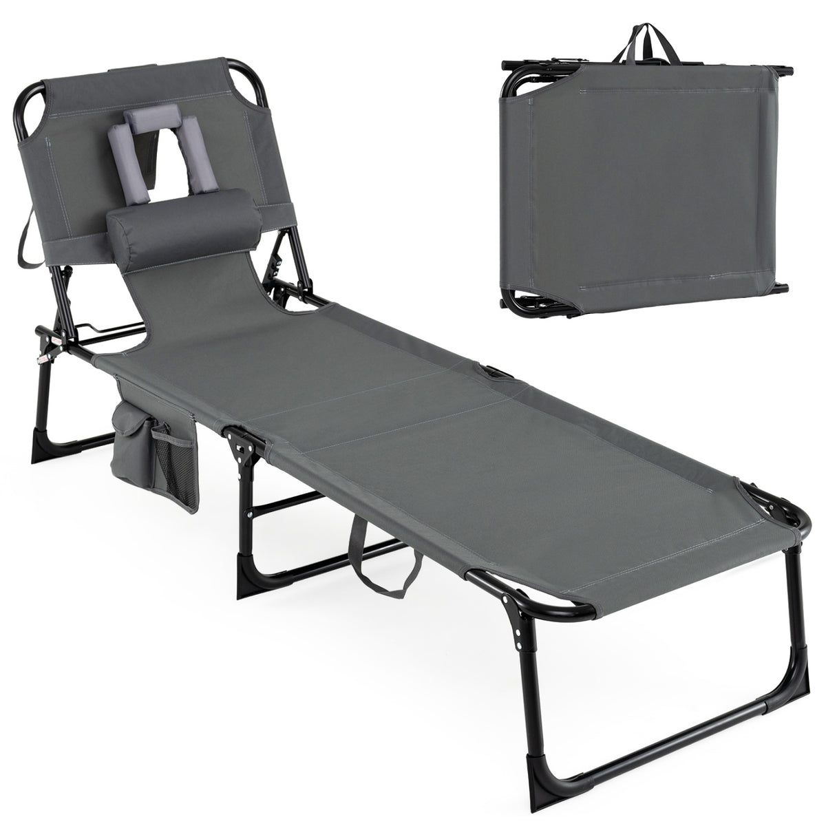 Portable Folding Chaise Lounge Chair with 4-Position Adjustable