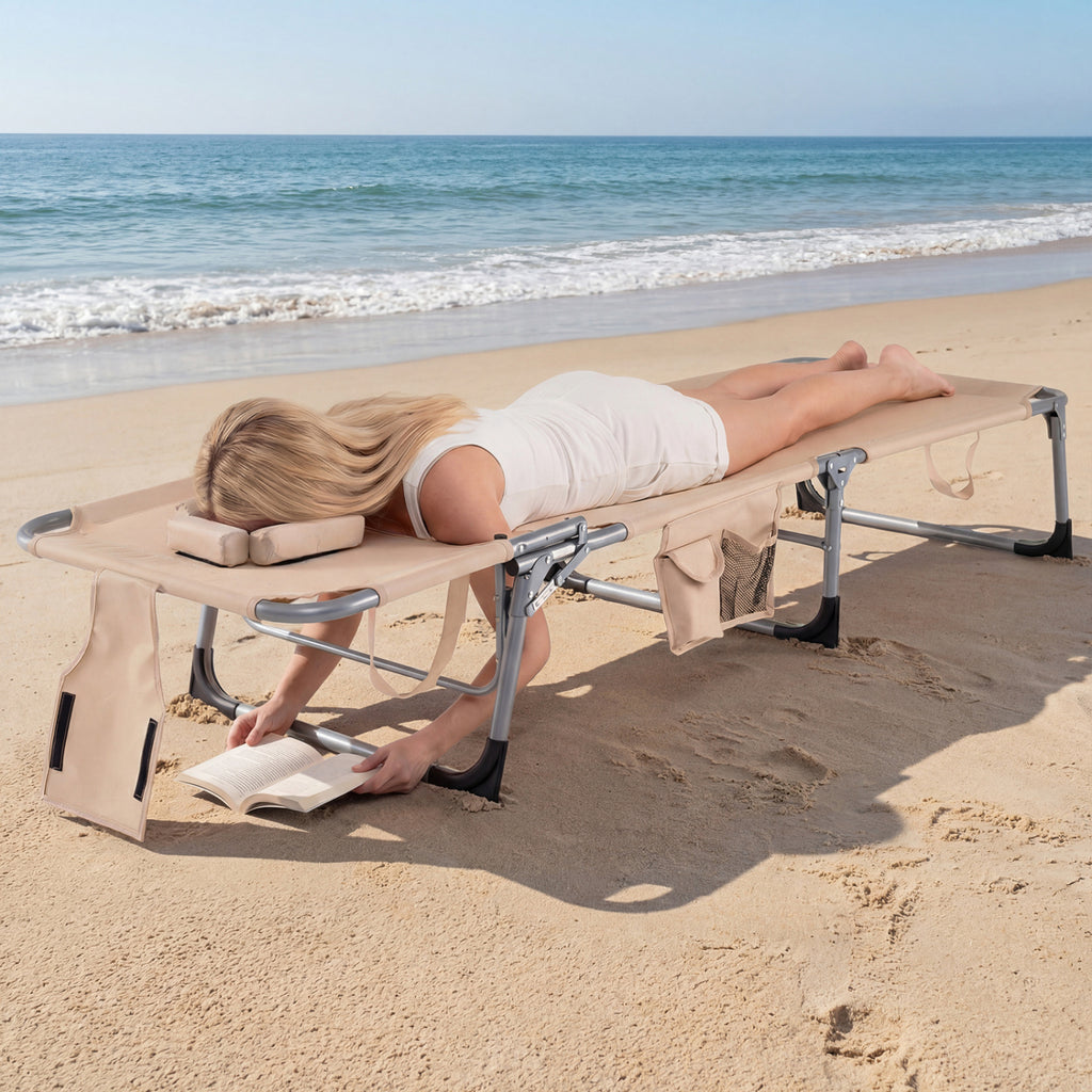 Portable Folding Chaise Lounge Chair with 4-Position Adjustable