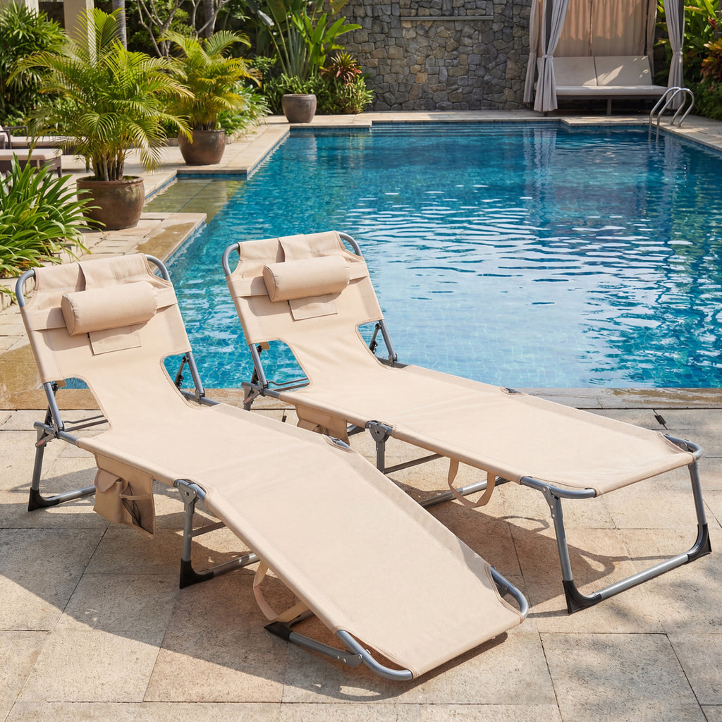 Portable Folding Chaise Lounge Chair with 4-Position Adjustable