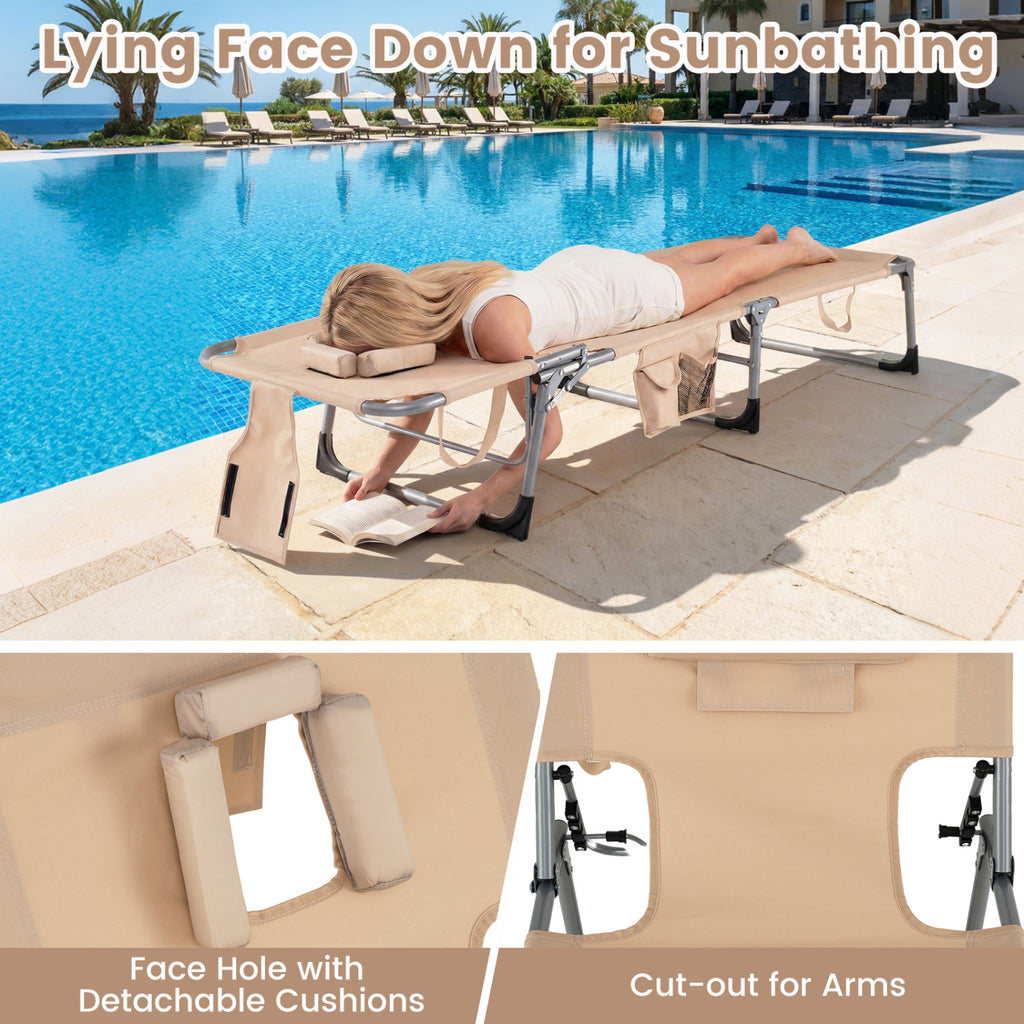 Portable Folding Chaise Lounge Chair with 4-Position Adjustable