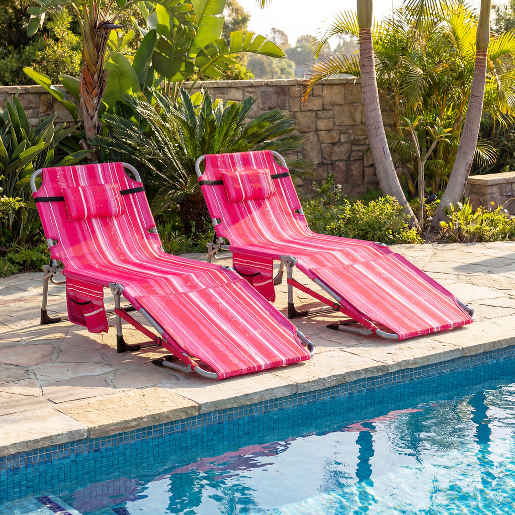 Tanning Chair with Face Hole & Arm Openings - Pink Stripe
