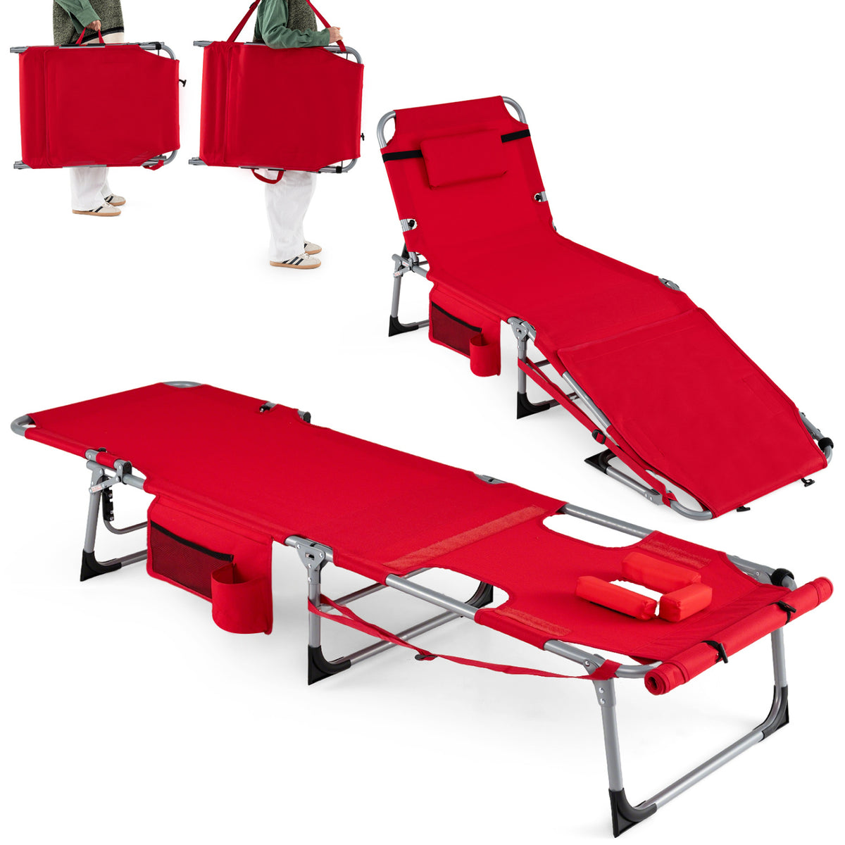 Tanning Chair with Face Hole & Arm Openings, Red