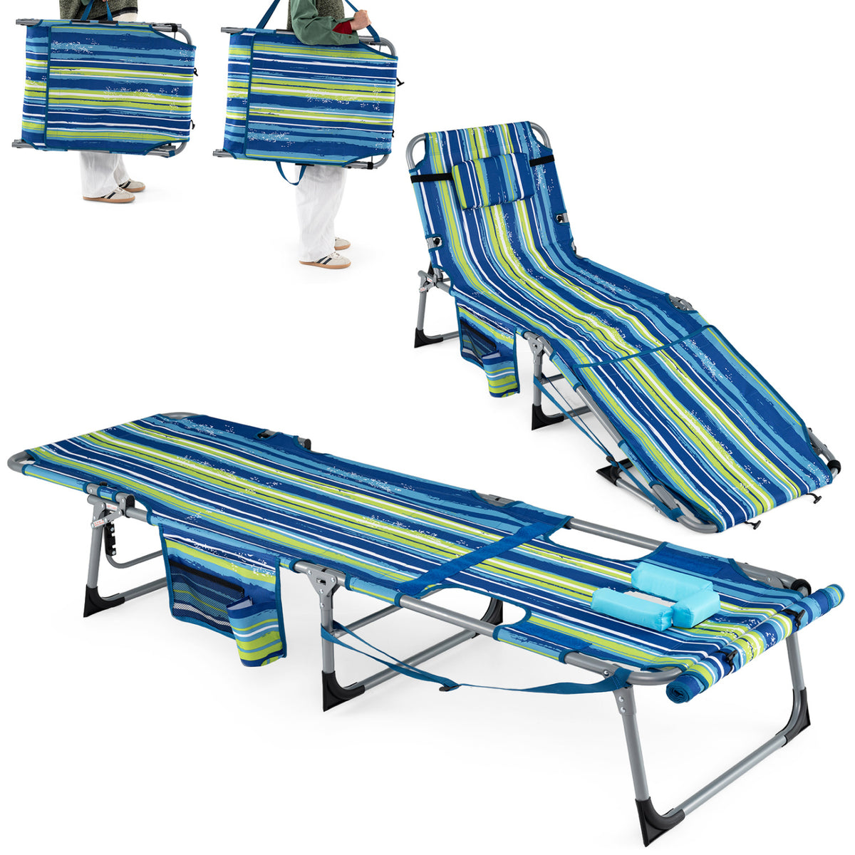 Tanning Chair with Face Arm Holes Portable Sunbathing