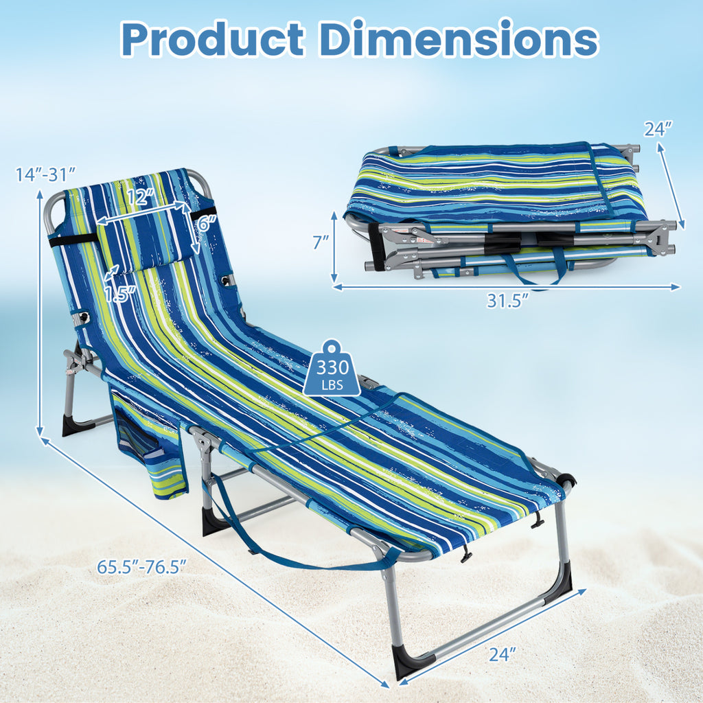 Tanning Chair with Face Arm Holes Portable Sunbathing