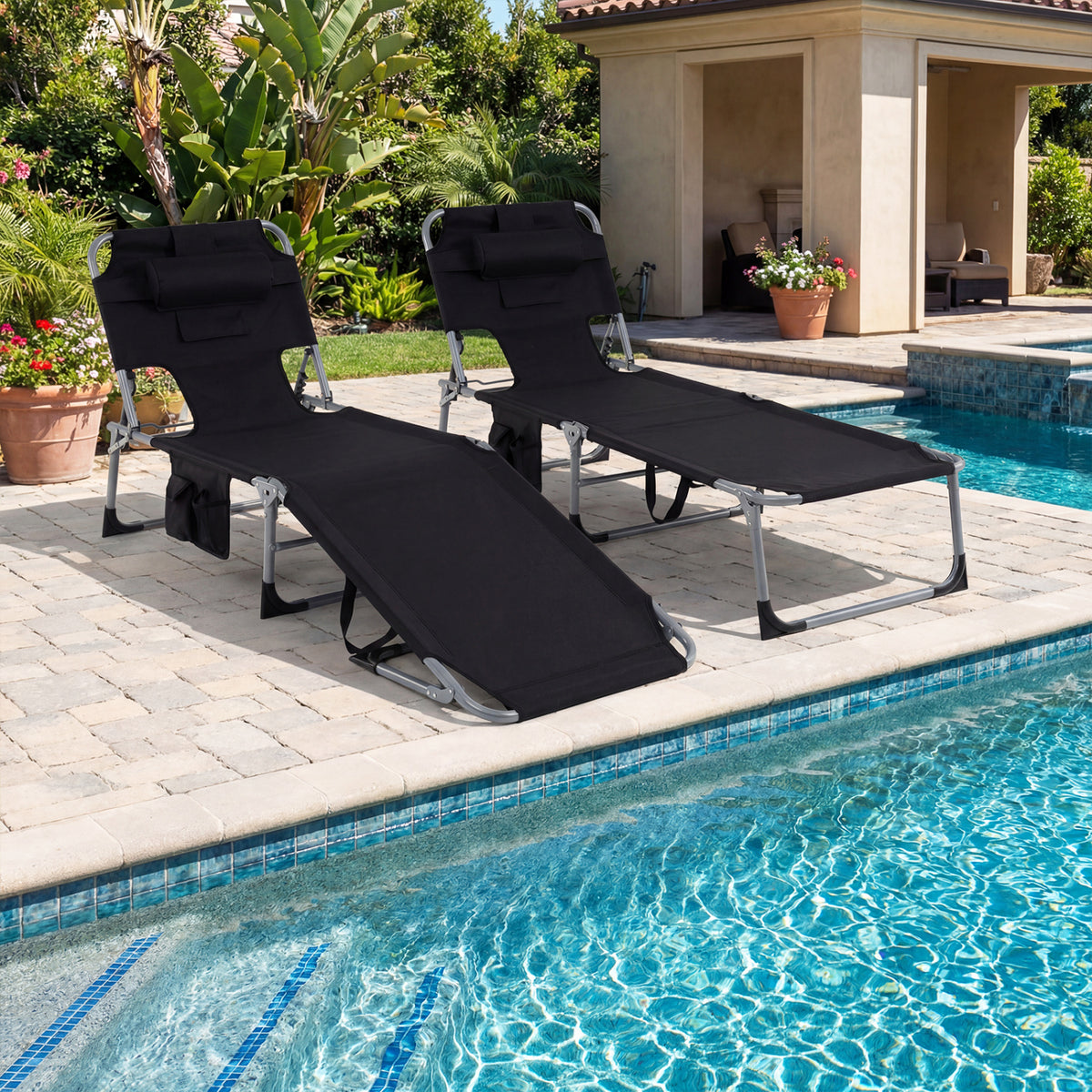 Portable Folding Chaise Lounge Chair with 4-Position Adjustable