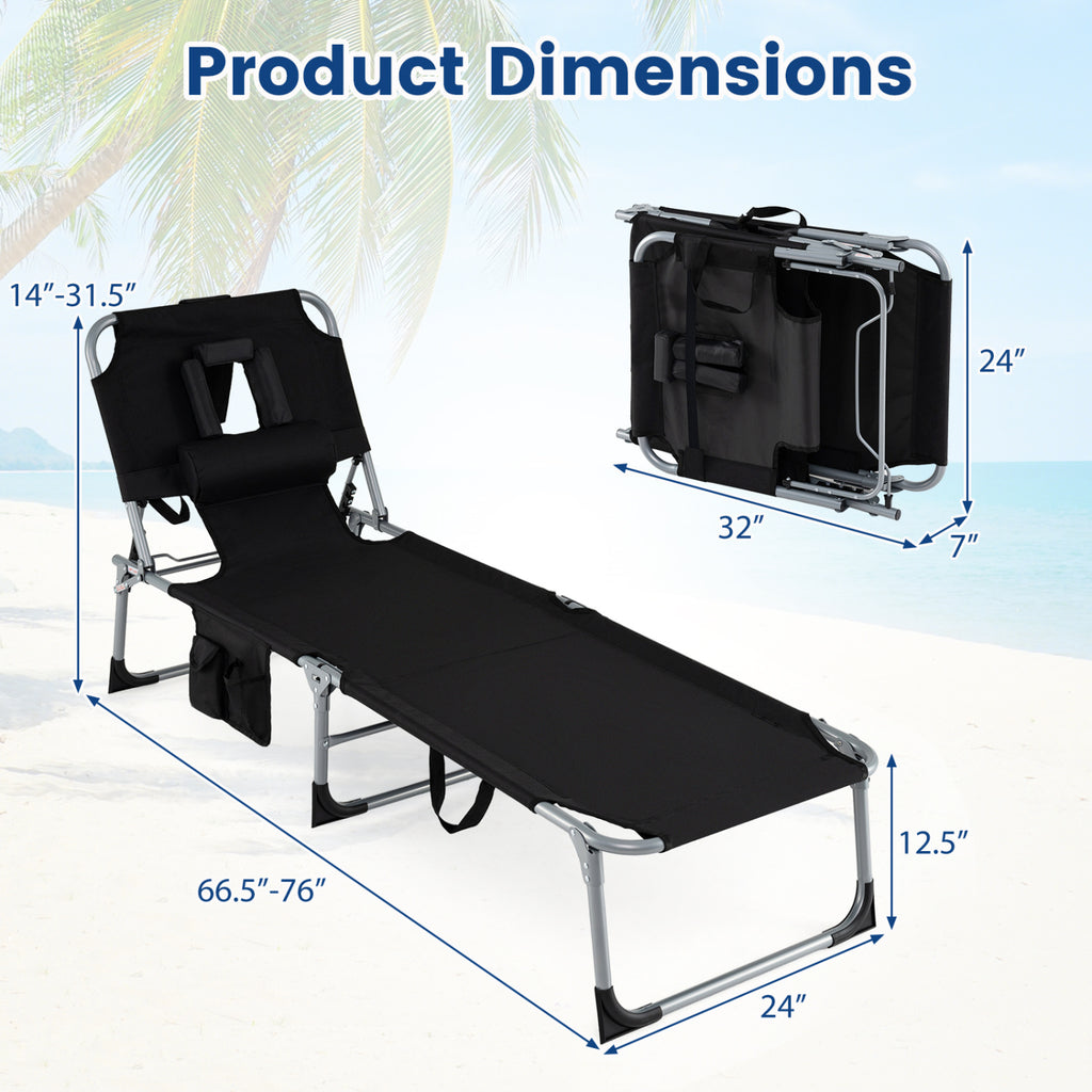 Portable Folding Chaise Lounge Chair with 4-Position Adjustable