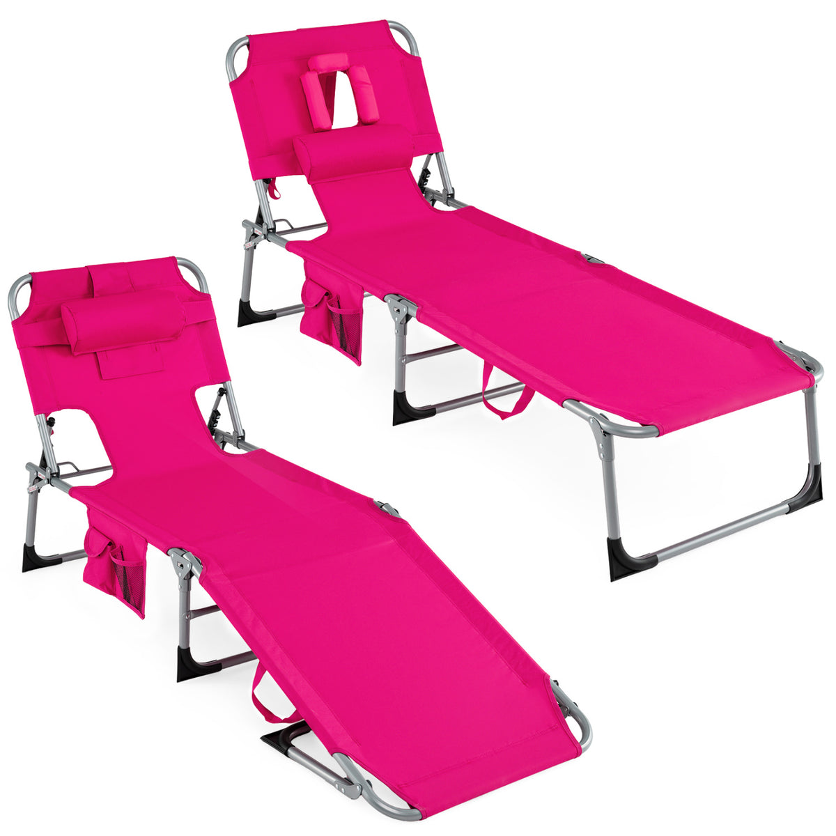 Portable Folding Chaise Lounge Chair with 4-Position Adjustable