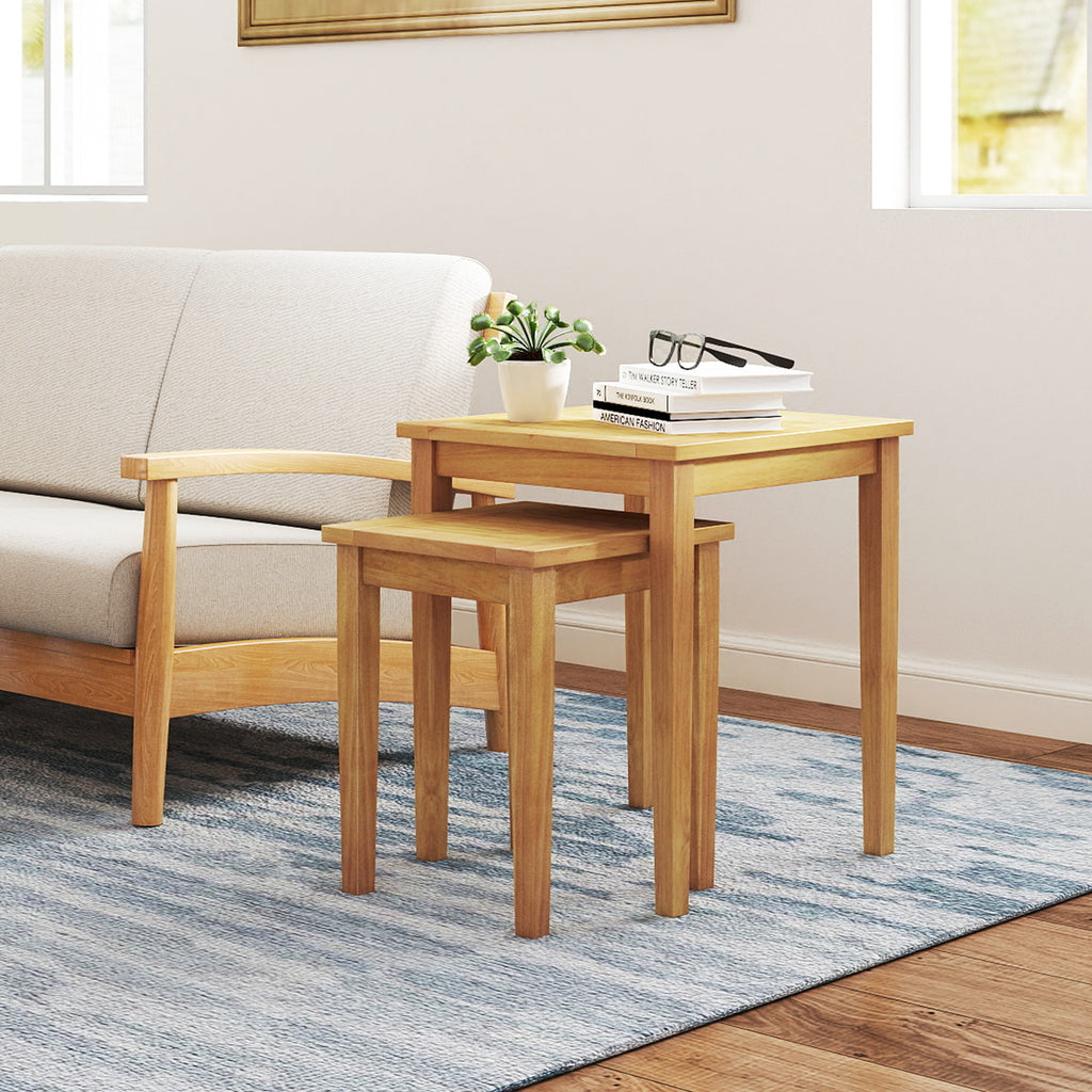 Teak Wood Outdoor Nesting Table Set - 15" & 20" (2 Pieces)