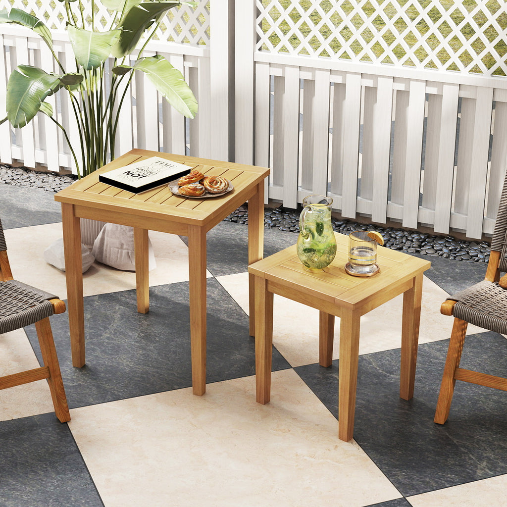 Teak Wood Outdoor Nesting Table Set - 15" & 20" (2 Pieces)