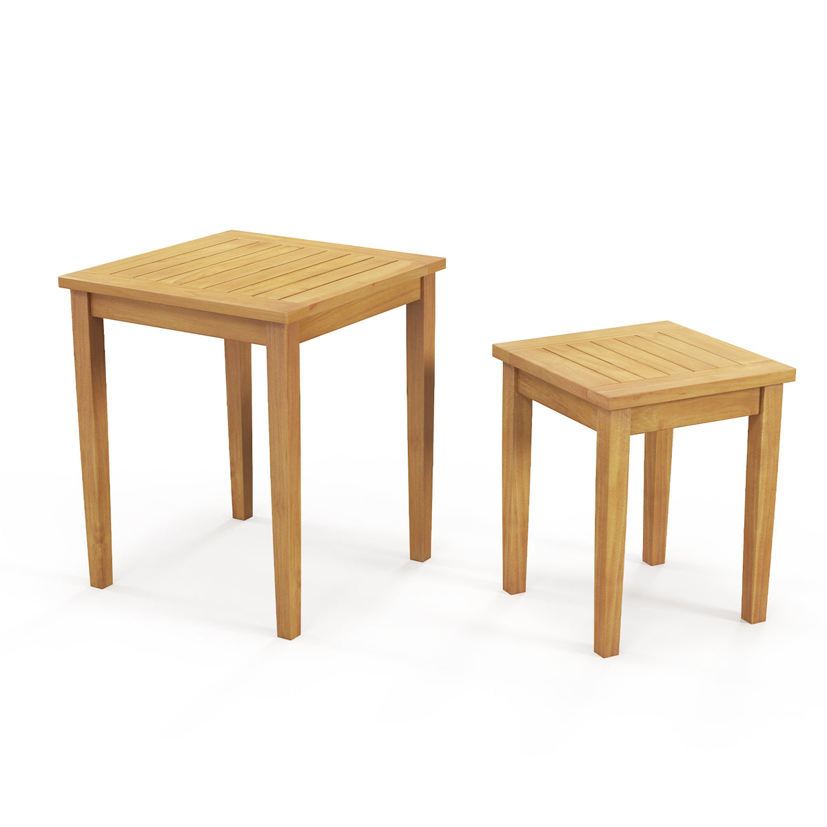 Teak Wood Outdoor Nesting Table Set - 15" & 20" (2 Pieces)