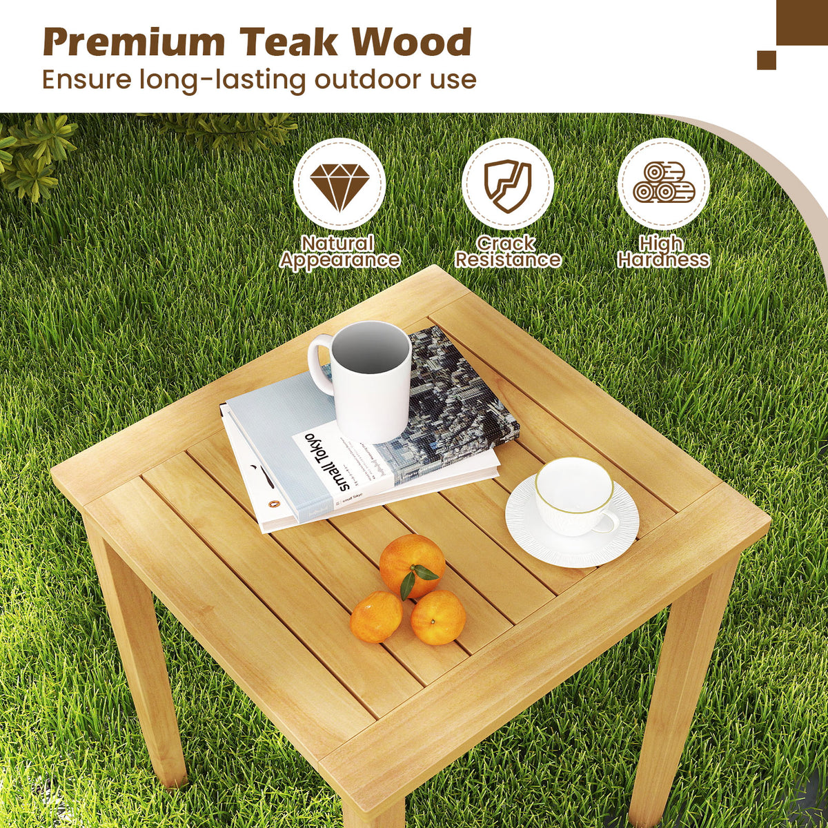 Teak Wood Outdoor Nesting Table Set - 15" & 20" (2 Pieces)
