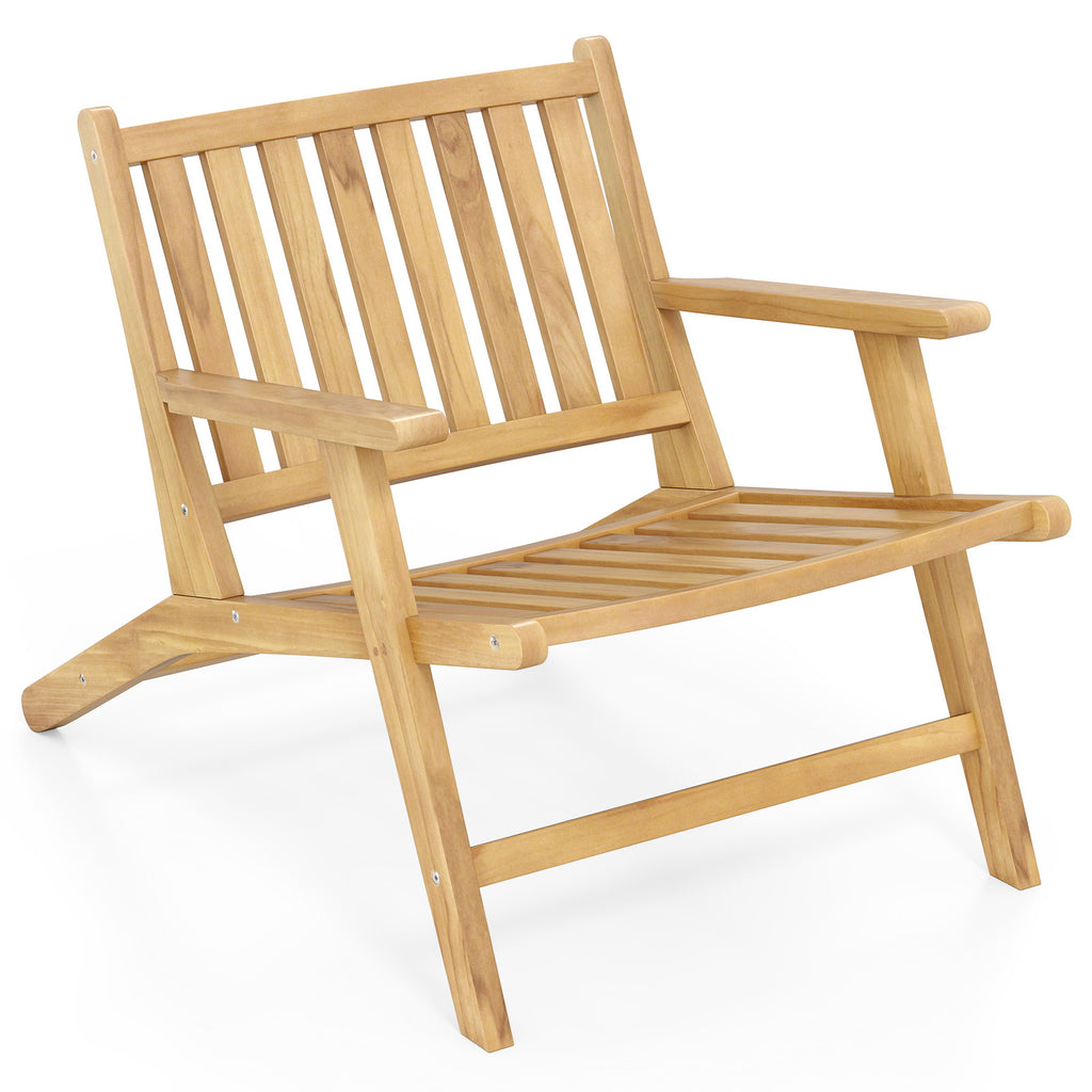 Teak Wood Outdoor Reclining Chair with Armrests