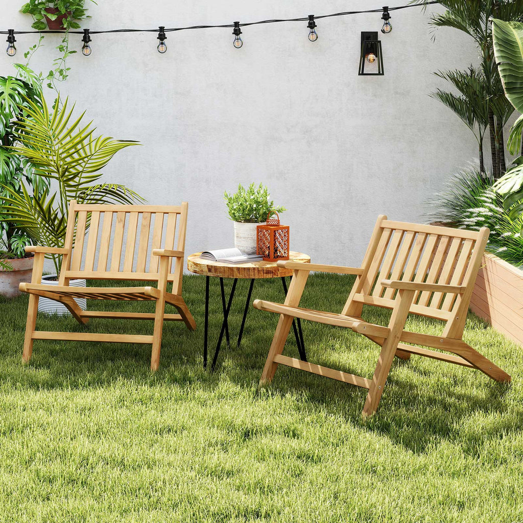 Teak Wood Outdoor Reclining Chair with Armrests