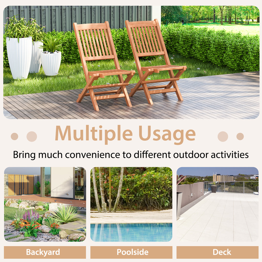 Indonesia Teak Wood Patio Folding Dining Chair with Slatted Seat