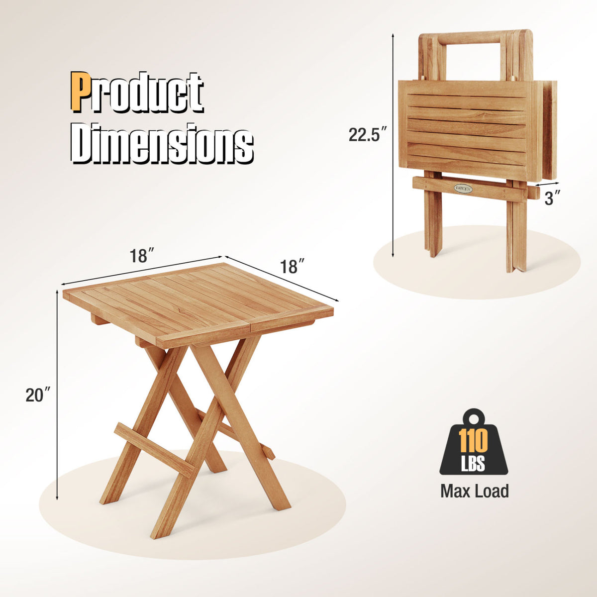 Teak Wood Square Coffee Table with X-shaped Legs and Slatted Tabletop