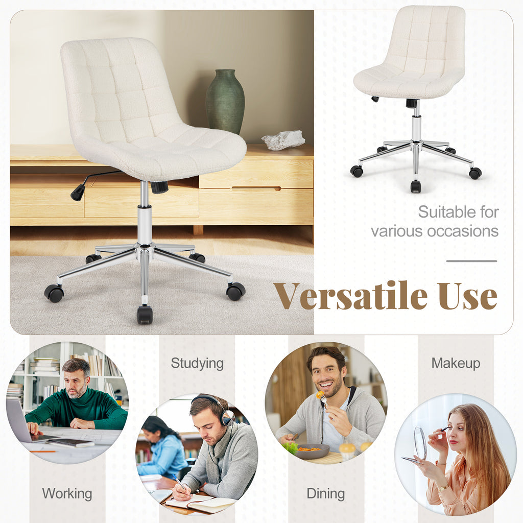 Teddy Fleece Armless Office Chair - White