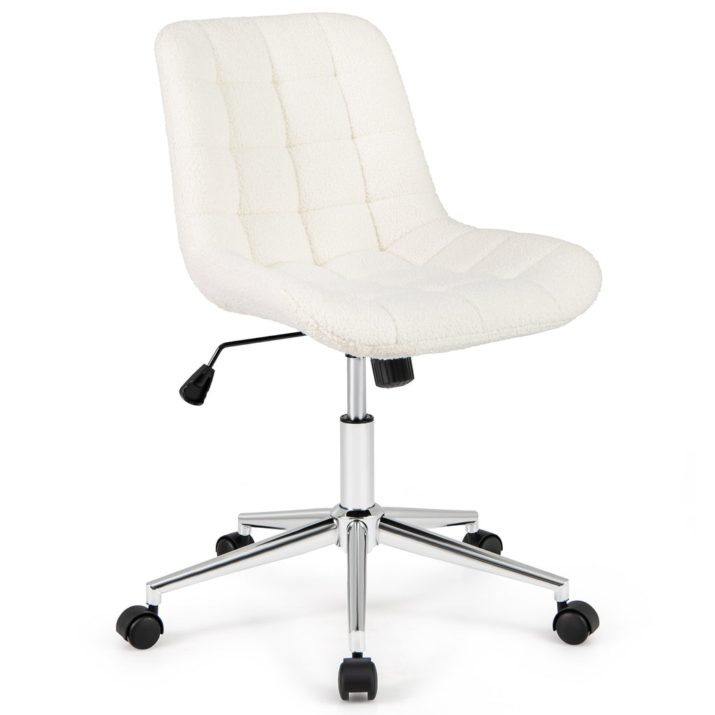 Teddy Fleece Armless Office Chair - White