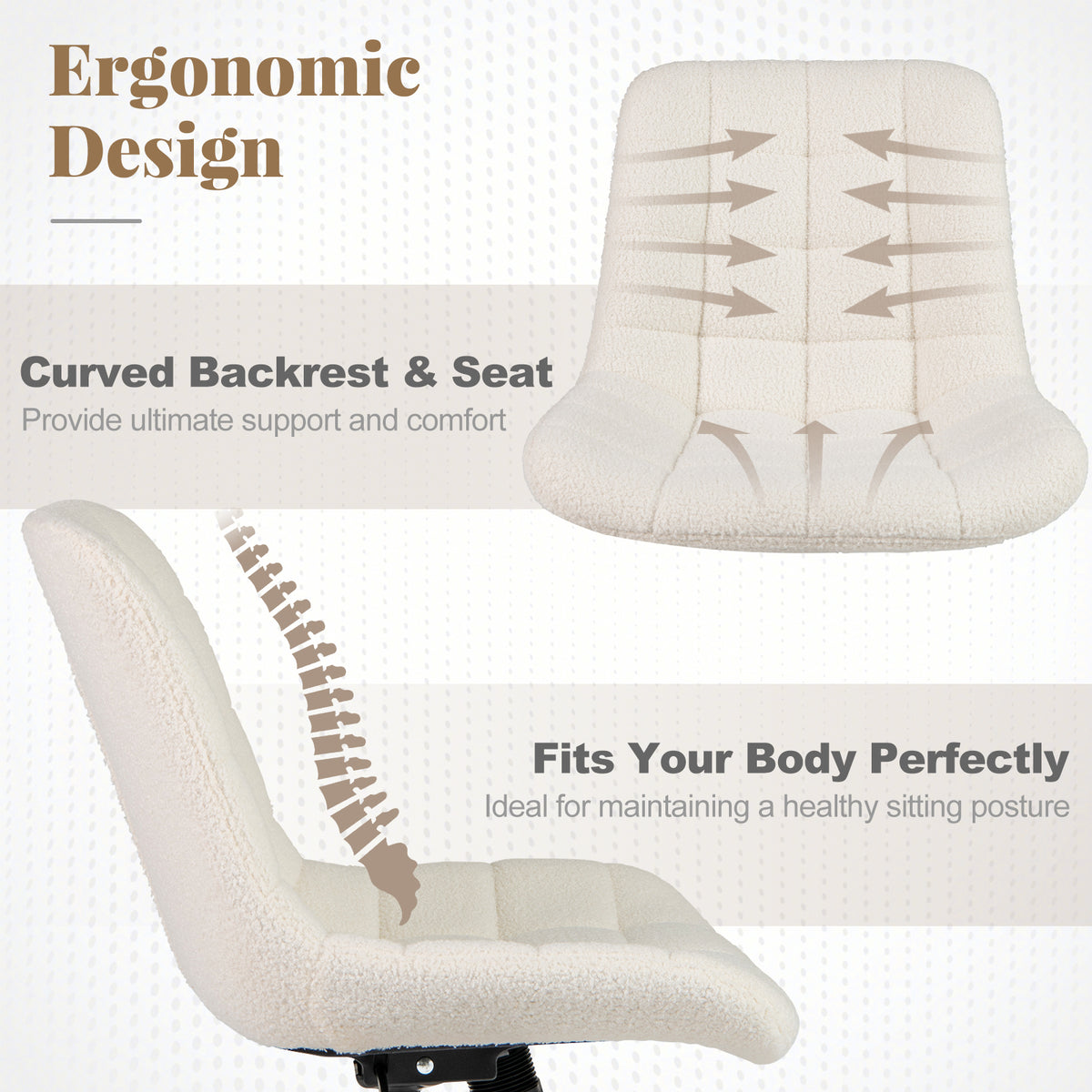Teddy Fleece Armless Office Chair - White