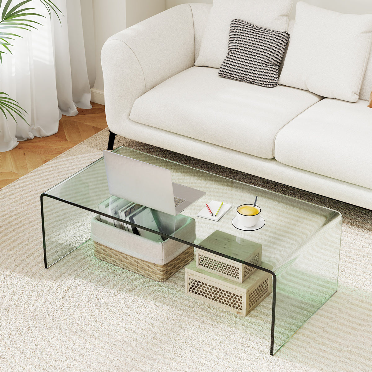 Tempered Glass Coffee Table Set - 1 Coffee & 2 End Tables